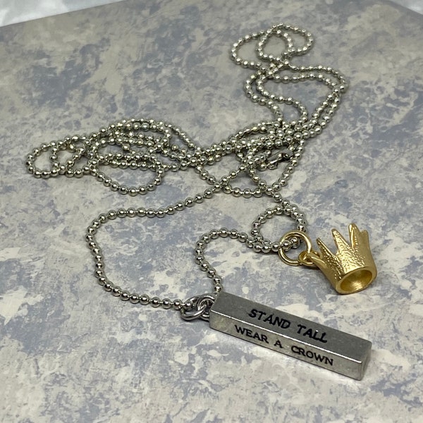 Stand Tall Wear a Crown Long Charm Necklace