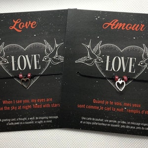Carte bijoux souhait et inspiration, bracelet cadeau, Amour, love
