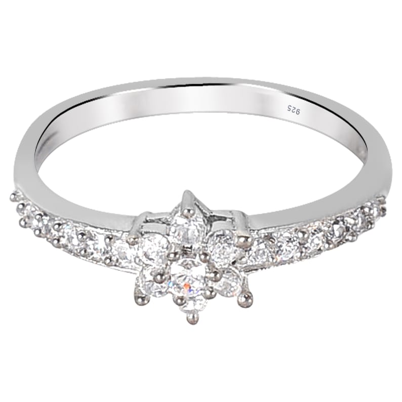 Halo Flower Ring Cubic Zirconia Engagement Ring Nature Inspired Ring Flower Engagement Ring
