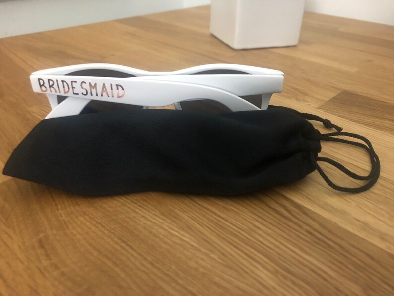 Bride Personalized Wedding Sun Glass Drawstring Pouch Groomsmen Groom Maid of Honor Custom Sunglass Soft case