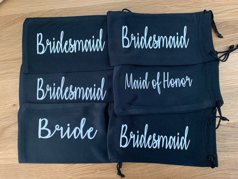 Bride Personalized Wedding Sun Glass Drawstring Pouch Groomsmen Groom Maid of Honor Custom Sunglass Soft case