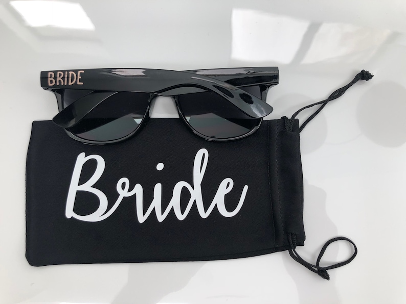 Bride Personalized Wedding Sun Glass Drawstring Pouch Groomsmen Groom Maid of Honor Custom Sunglass Soft case