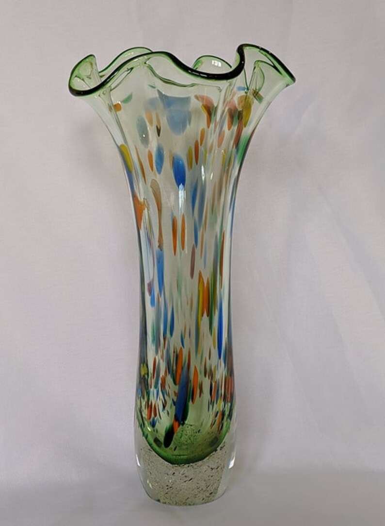 Beautiful 1960s 24 Crystal Polish Art Glass Vase With Poly Etsy