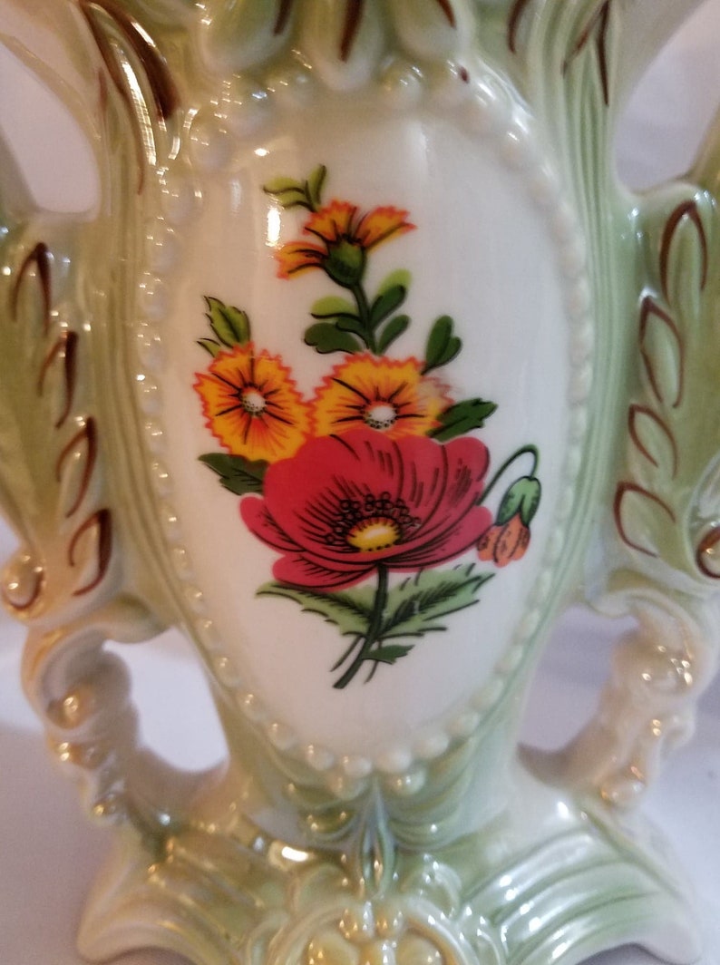 Vintage Made in Brazil Floral Vase Lusterware 1749 Etsy