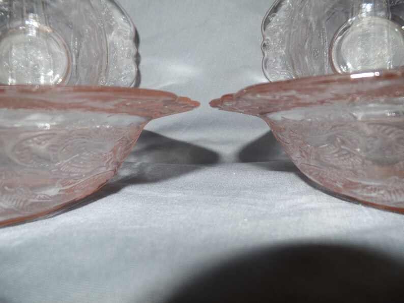 Set of 4 Indiana Glass Pink Depression Glass SoupSaladCereal Bowls in the New Madrid Pattern