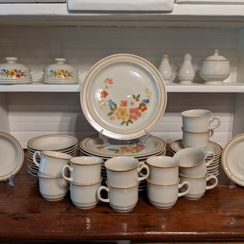 Sweet Flowers Collections 305 Stoneware Dinnerware 12 Place Etsy