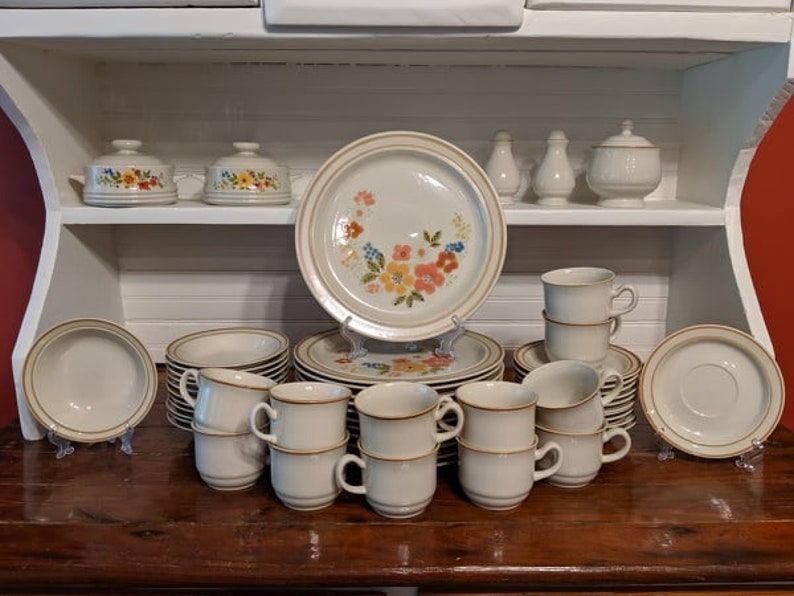 Sweet Flowers Collections 305 Stoneware Dinnerware 12 Place Etsy