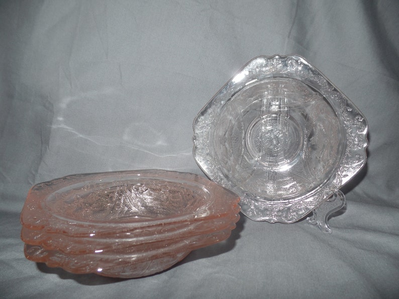 Set of 4 Indiana Glass Pink Depression Glass SoupSaladCereal Bowls in the New Madrid Pattern