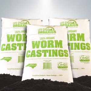 3 Pack of Life Cycle Organics 1 Gallon Worm Castings
