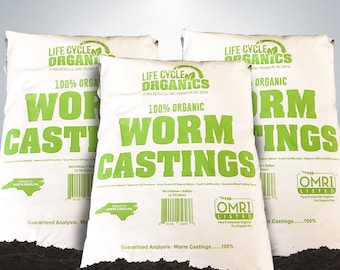 3 Pack of Life Cycle Organics 1 Gallon Worm Castings