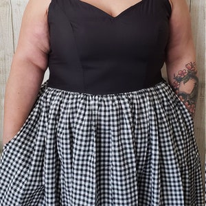 Fit and Flare Black and White Check Large with Pockets
