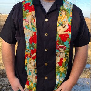 Vintage Inspired Shirt Hawaiian Pinup Girl