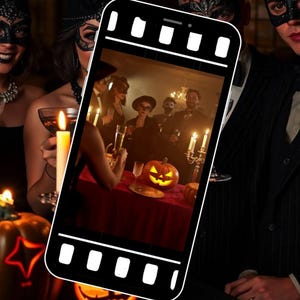 Pumpkin & Prohibition Halloween Party Invitation: 1920s Gatsby Speakeasy Glam with Spooky Fall Vibes