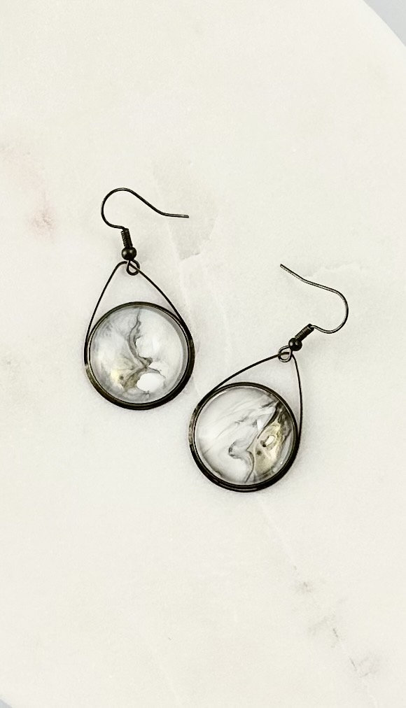 Beautiful fluid art hand painted earrings