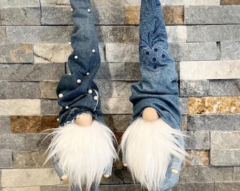 Denim Gnomes with Pearls and Sneakers!