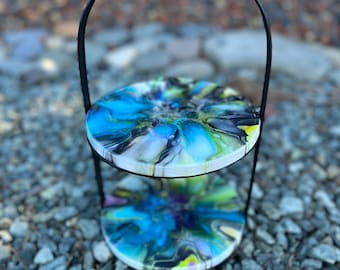 After the Storm - Hand-Painted Resin Tiered Tray