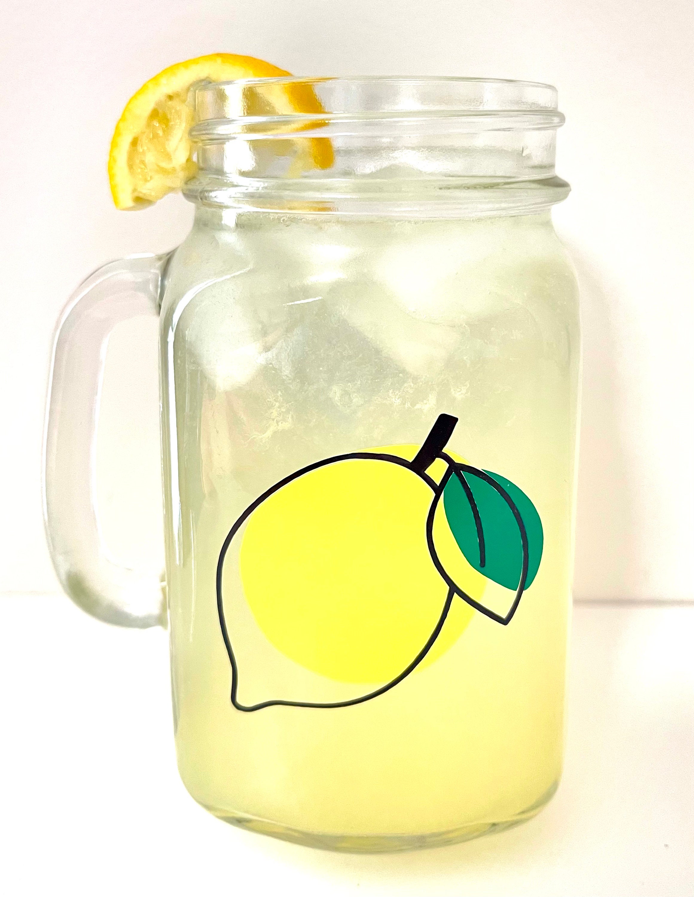 Lemonade Mason Jar Cup / Lemon Squeezy Mason Jar / Ice Cold Etsy