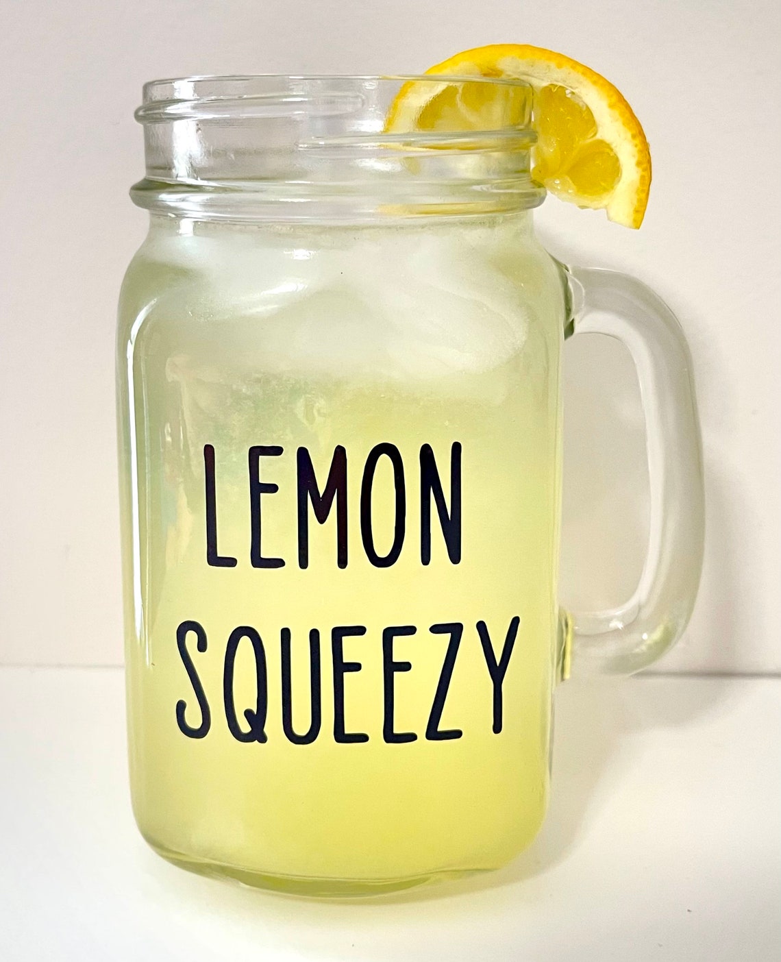 Lemonade Mason Jar Cup / Lemon Squeezy Mason Jar / Ice Cold Etsy