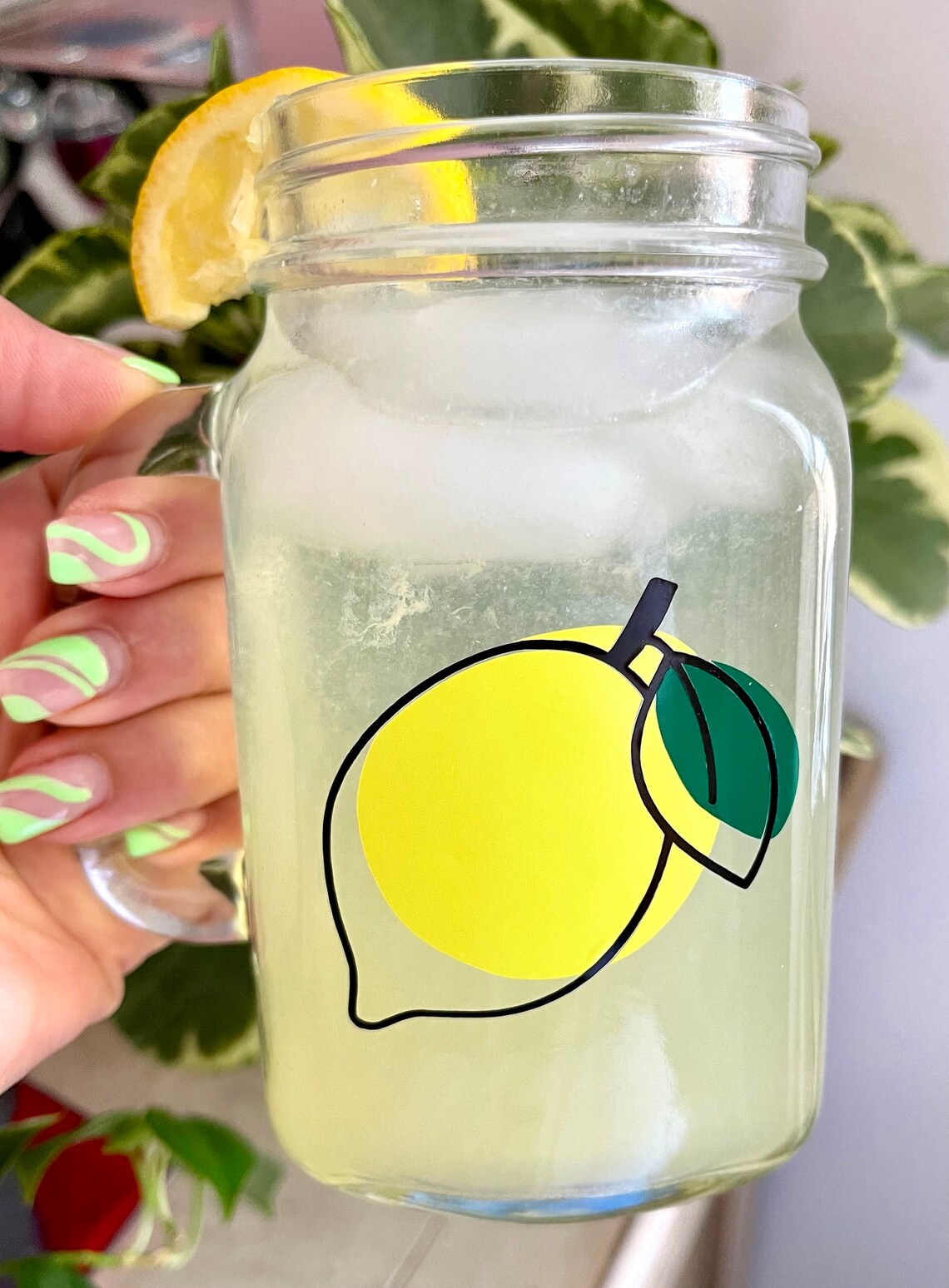 Lemonade Mason Jar Cup / Lemon Squeezy Mason Jar / Ice Cold Etsy