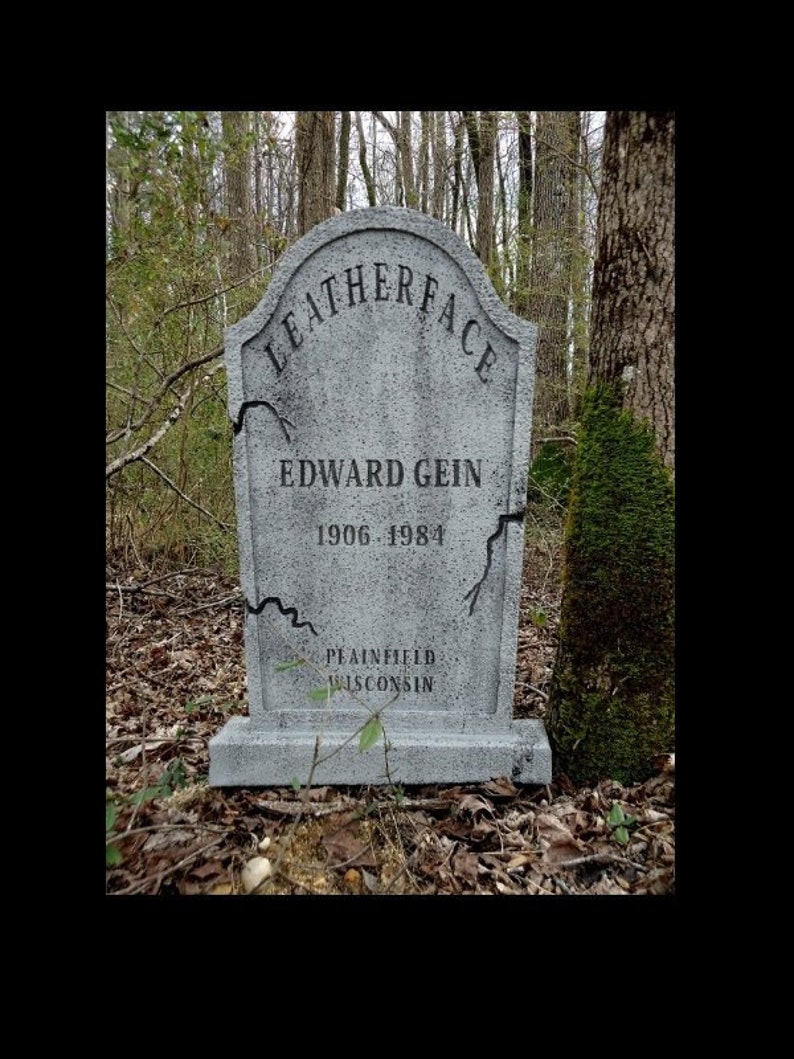 LEATHERFACE Tombstone Ed Gein Texas Chainsaw Massacre Halloween Prop Graveyard Cemetery Headstone FREE SHIP