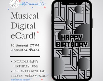 Happy Birthday Card for Him, Musical Animated Digital Greeting Card, Last Minute Instant Download Gift For Man, Son, Dad, Boyfriend, Brother