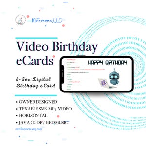 Musical Animated Birthday Card, STEM Robotics & Techie Happy Birthday Song, Instant Download eCard Gift, DIY Last Minute Textable e-Card
