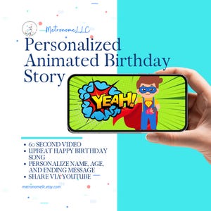 Personalized Story Books for Children: Digital Musical Animated Birthday Card  with Name Age Custom Message, Kids Unique Gift, 4K MP4 Video