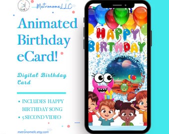 Musical Animated Birthday Card, Kid Happy Birthday eCard, Last Minute Instant Download Digital eCard Gift, DIY Alien Social Media Message