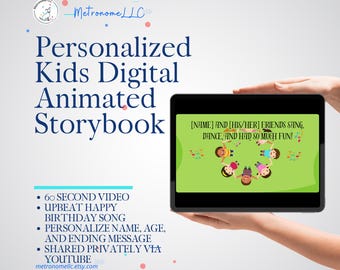 Digital Birthday Card, Custom Name Age Story & Happy Birthday Song, Virtual Greeting Cards, Kids Musical Animated Birthday Gift, 4K YT Video