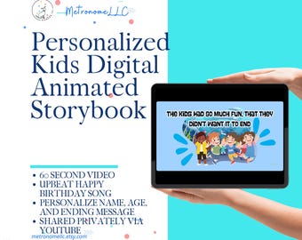 Digital Birthday Card, Custom Name Age Story & Happy Birthday Song, Virtual Greeting Cards, Kids Musical Animated Birthday Gift, 4K YT Video