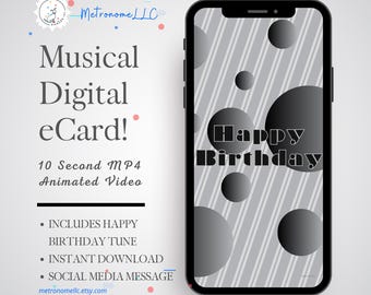 Animated Musical Birthday eCard for Him: Instant Download, Digital Happy Birthday Card, Last Minute Gift For Son, Dad, Boyfriend, Brother