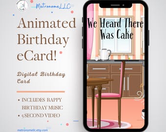 Musical Animated Birthday Card, Dog Nose Sniff eCard Happy Birthday Card, Last Minute DIY Instant Download Gift, Text Message App, HBD Song