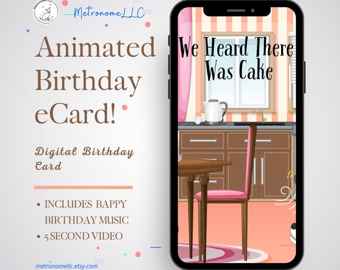Featured listing image: Musical Animated Birthday Card, Dog Nose Sniff eCard Happy Birthday Card, Last Minute DIY Instant Download Gift, Text Message App, HBD Song