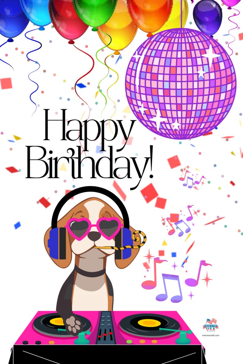 Musical Animated Birthday Card - Instant Download - Digital Greeting Card, Disco DJ Dog BDay eCard, Text Messaging App, Happy Birthday Song image 9