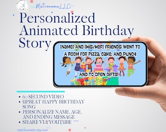 Personalized Story Books for Children: Digital Musical Animated Birthday Card  with Name Age Custom Message, Kids Unique Gift, 4K MP4 Video