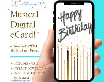 Digital Birthday Card | Happy Birthday Card | Virtual Greeting Cards | Musical Animated Birthday Card | DIY Textable eCard| Last Minute Gift