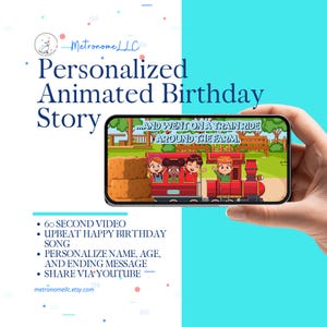 Personalized Story Books for Children: Digital Musical Animated Birthday Card with Name Age Custom Message, Kids Unique Gift, 4K MP4 Video