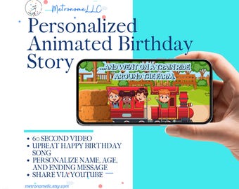 Personalized Story Books for Children: Digital Musical Animated Birthday Card with Name Age Custom Message, Kids Unique Gift, 4K MP4 Video