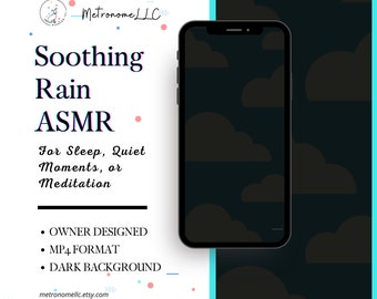 Relaxing Sounds Rain ASMR, 2 Minute Mobile Ready MP4 Video Download, Dark Animated Visuals with Rain Sound Effects for a Quiet Environment