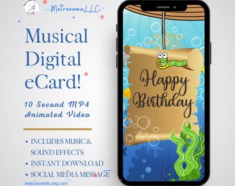 Happy Birthday Card For Men, Fishing Gifts, Funny Boyfriend Birthday Card, Musical Animated Last Minute DIY Sportsman Text Message For Him