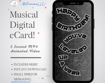 Gamer Birthday Card, Animated Birthday Card & Electric Music: Him, Son, Dad, Boyfriend, Brother DIY Digital eCard Gift, DIY Instant Download