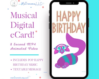 Musical Animated Birthday Card, Digital Birthday Card, Happy Birthday eCard, Last Minute DIY Instant Download Gift, Social Media Message
