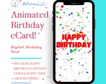 Animated Happy Birthday Card, Teen Last Minute DIY Instant Download Text App Gift, Tween Digital Birthday eCard