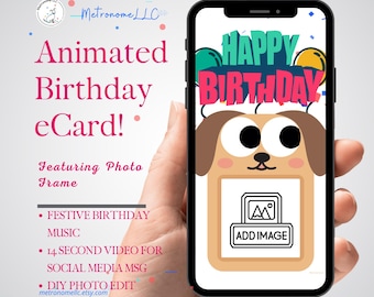 Photo Digital Birthday e-Card: Happy Birthday Song, Virtual Greeting Cards, Musical Animated Birthday Card, DIY Social Media Message eCard