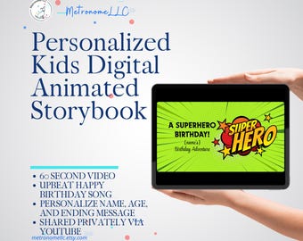 Digital Birthday Card, Custom Name Age Story & Happy Birthday Song, Virtual Greeting Cards, Kids Musical Animated Birthday Gift, 4K YT Video