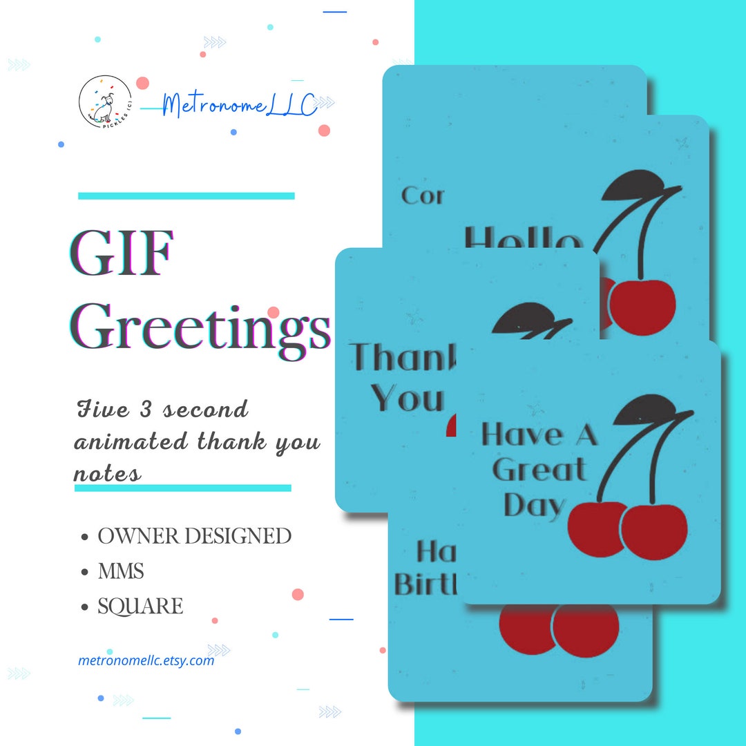 Cherries GIF Greeting Card Bundle of 5 Animated Greeting Cards, Digital