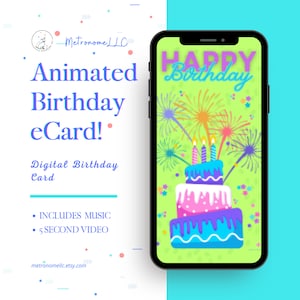 Musical Animated Birthday Card, Happy Birthday eCard, Instant Download, DIY Digital Gift, Text/Social Media/Message App