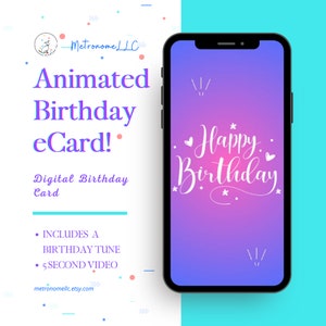 Happy Birthday Card, Musical Animated eCard, Last Minute Instant Download Digital  Gift, Fireworks Design, Social Media & Text Message App
