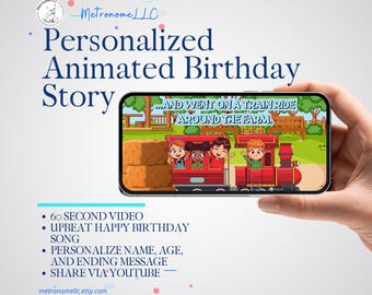 Personalized Story Books for Children: Digital Musical Animated Birthday Card with Name Age Custom Message, Kids Unique Gift, 4K MP4 Video