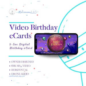 Puede incluir: Una tarjeta de cumpleaños digital con un fondo morado y un orbe brillante que dice "Feliz cumpleaños". La tarjeta se muestra en la pantalla de un teléfono inteligente.